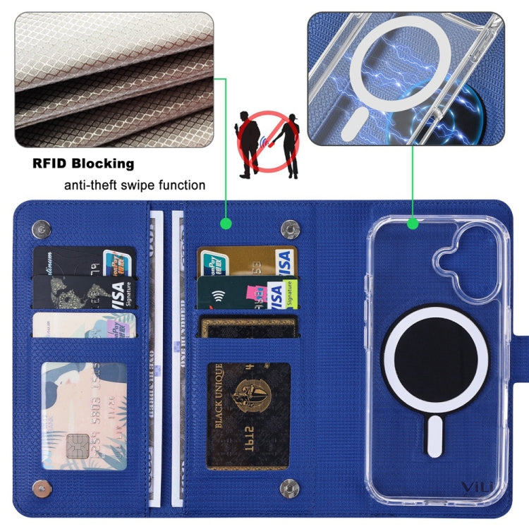 For iPhone 16 Pro ViLi GHA-C Series RFID MagSafe Magnetic Flip Leather Phone Case(Blue) by ViLi
