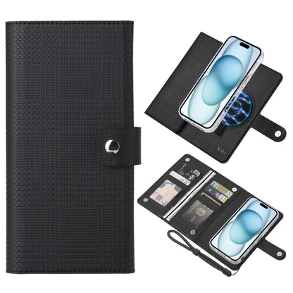 For iPhone 15 ViLi GHA-C Series RFID MagSafe Magnetic Flip Leather Phone Case(Black) by ViLi