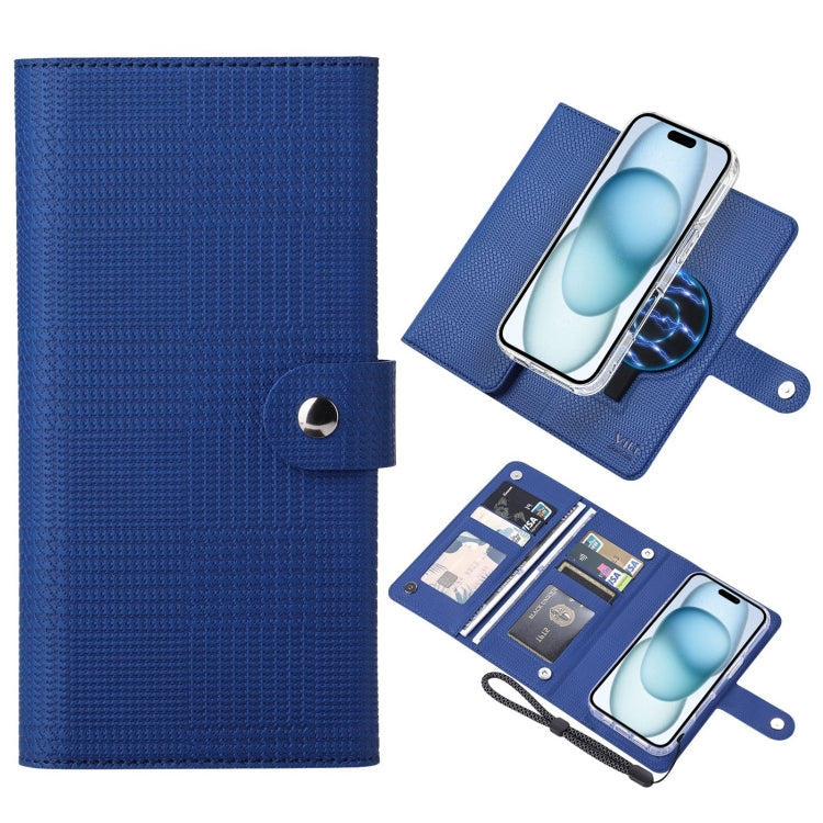 For iPhone 15 ViLi GHA-C Series RFID MagSafe Magnetic Flip Leather Phone Case(Blue) by ViLi