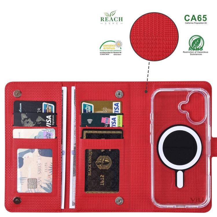 For iPhone 14 ViLi GHA-C Series RFID MagSafe Magnetic Flip Leather Phone Case(Red) by ViLi