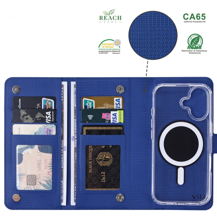 For iPhone 14 ViLi GHA-C Series RFID MagSafe Magnetic Flip Leather Phone Case(Blue) by ViLi