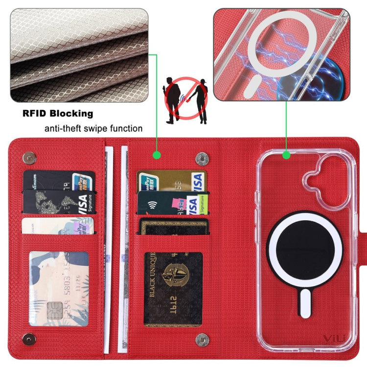 For iPhone 14 Plus ViLi GHA-C Series RFID MagSafe Magnetic Flip Leather Phone Case(Red) by ViLi
