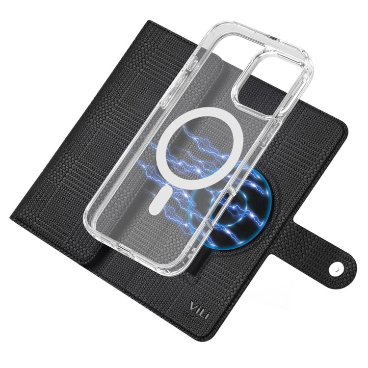 For iPhone 15 ViLi GHB-C Series RFID MagSafe Magnetic Flip Leather Phone Case(Black) by ViLi