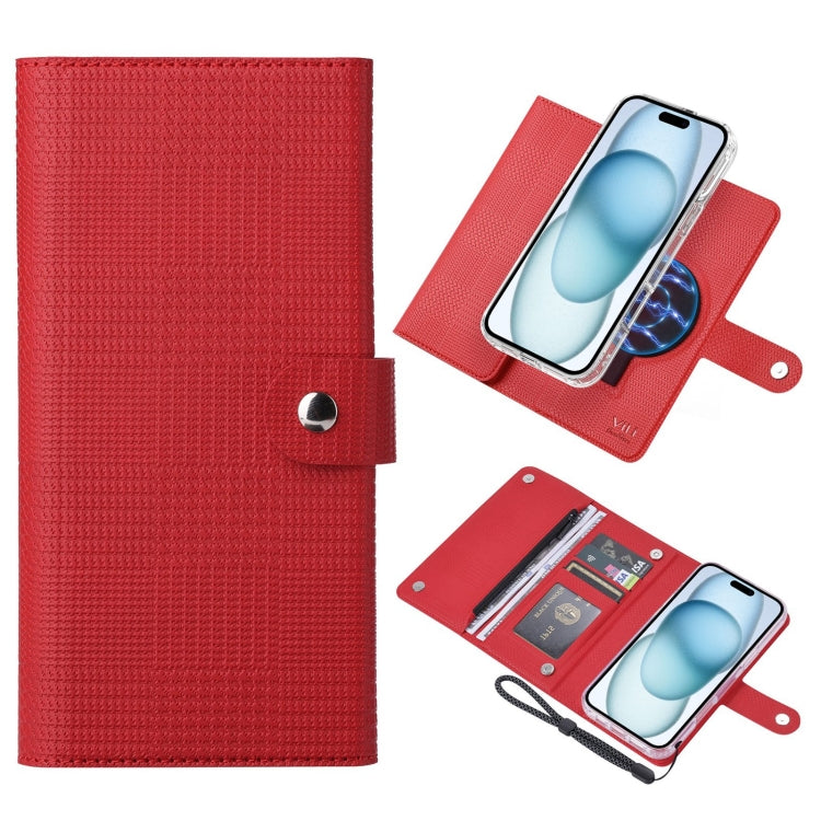 For iPhone 15 ViLi GHB-C Series RFID MagSafe Magnetic Flip Leather Phone Case(Red) by ViLi