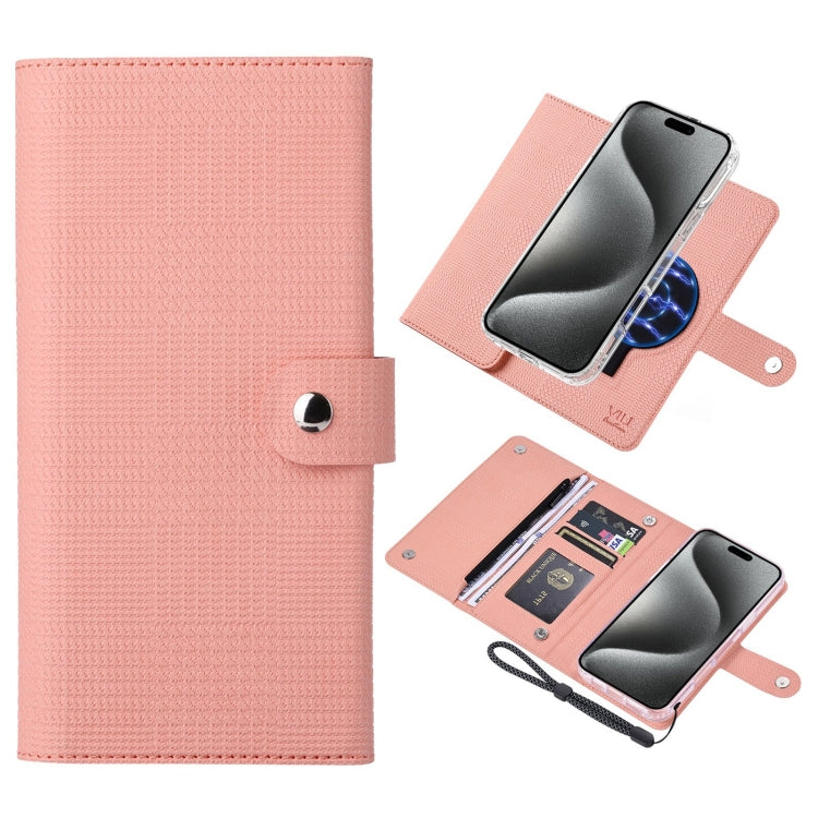 For iPhone 15 Pro ViLi GHB-C Series RFID MagSafe Magnetic Flip Leather Phone Case(Pink) by ViLi