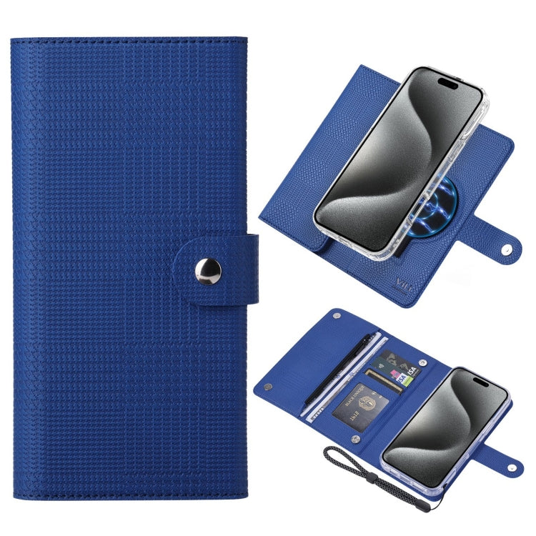 For iPhone 15 Pro Max ViLi GHB-C Series RFID MagSafe Magnetic Flip Leather Phone Case(Blue) by ViLi
