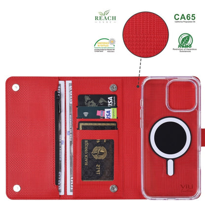 For iPhone 14 Plus ViLi GHB-C Series RFID MagSafe Magnetic Flip Leather Phone Case(Red) by ViLi