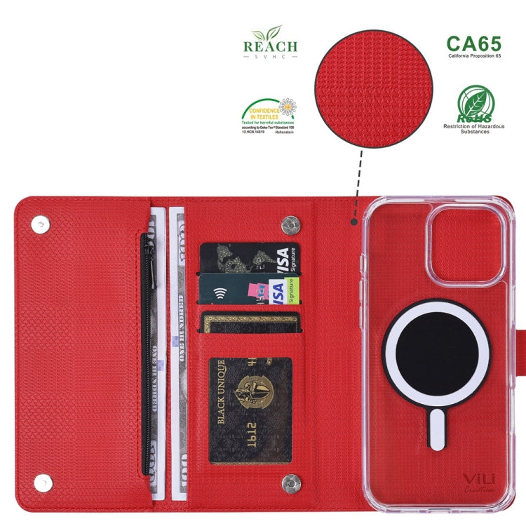 For iPhone 13 Pro ViLi GHB-C Series RFID MagSafe Magnetic Flip Leather Phone Case(Red) by ViLi