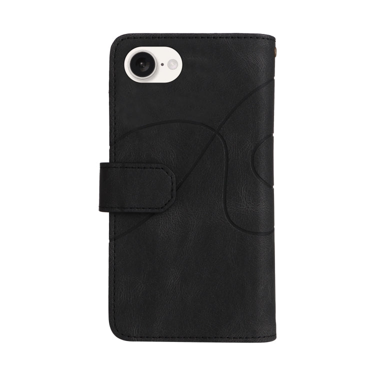 For iPhone 16e Dual-color 9 Card Slots Zipper Wallet Leather Phone Case(Black) by bashfashion