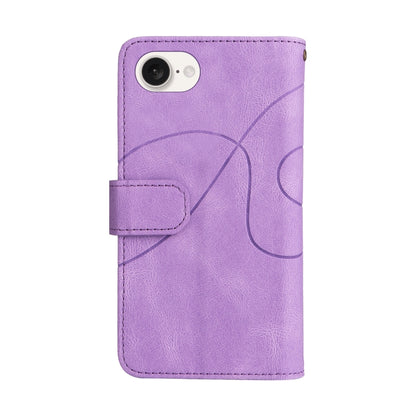 For iPhone 16e Dual-color 9 Card Slots Zipper Wallet Leather Phone Case(Purple) by bashfashion
