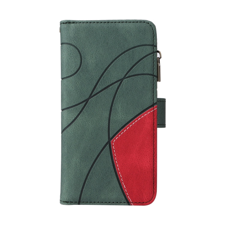 For iPhone 16e Dual-color 9 Card Slots Zipper Wallet Leather Phone Case(Green) by bashfashion