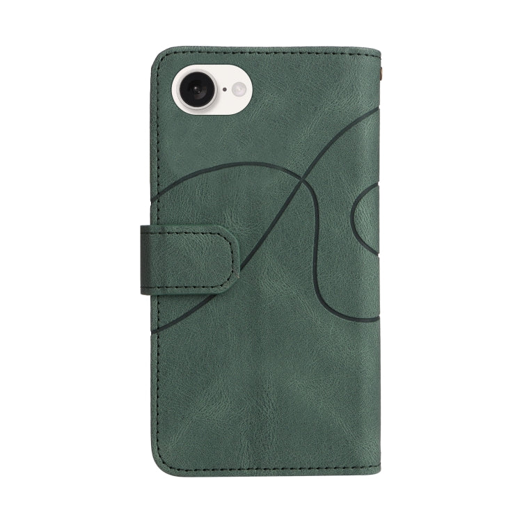 For iPhone 16e Dual-color 9 Card Slots Zipper Wallet Leather Phone Case(Green) by bashfashion