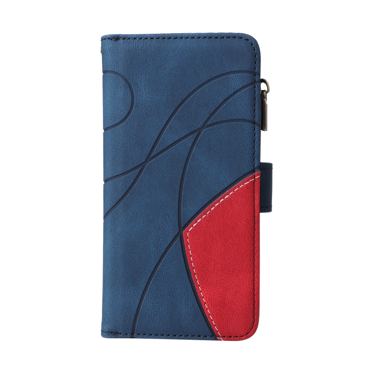 For iPhone 16e Dual-color 9 Card Slots Zipper Wallet Leather Phone Case(Blue) by bashfashion