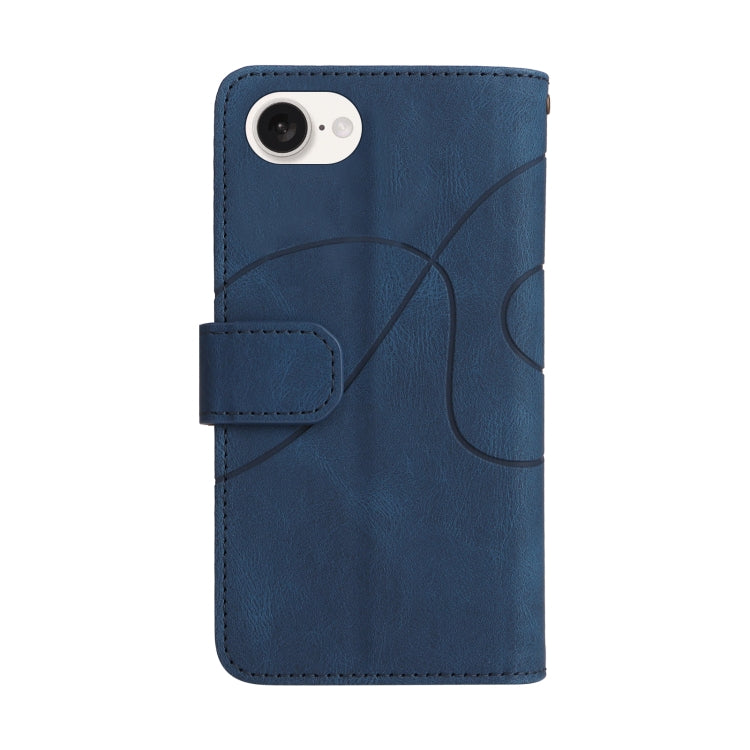 For iPhone 16e Dual-color 9 Card Slots Zipper Wallet Leather Phone Case(Blue) by bashfashion