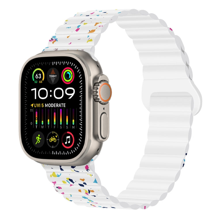 For Apple Watch Ultra 2 49mm Colorful Dots Magnetic Silicone Watch Band(White) by bashfashion