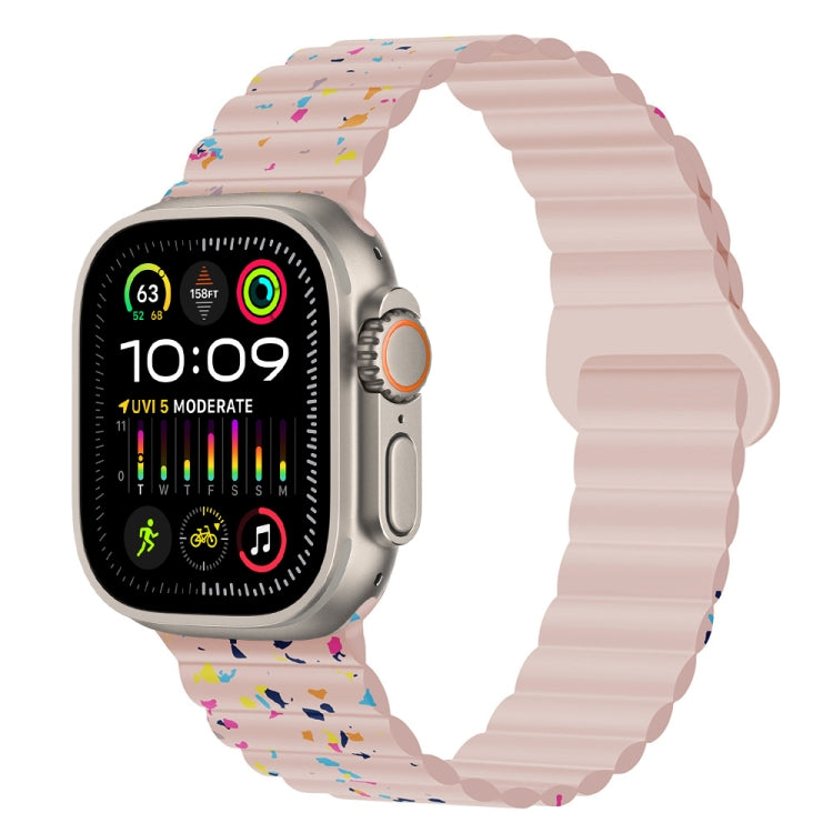 For Apple Watch Ultra 2 49mm Colorful Dots Magnetic Silicone Watch Band(Pink) by bashfashion