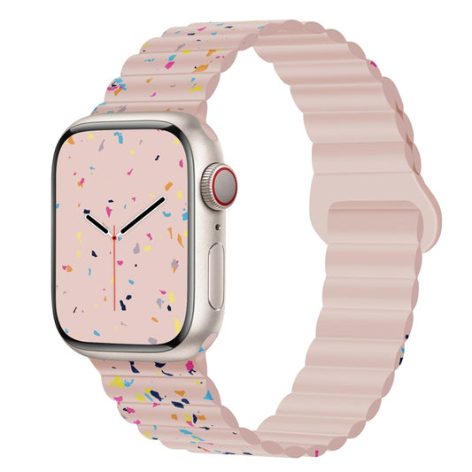 For Apple Watch Series 9 45mm Colorful Dots Magnetic Silicone Watch Band(Pink) by bashfashion
