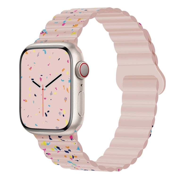For Apple Watch Series 6 44mm Colorful Dots Magnetic Silicone Watch Band(Pink) by bashfashion