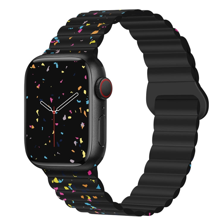 For Apple Watch Series 3 38mm Colorful Dots Magnetic Silicone Watch Band(Black) by bashfashion