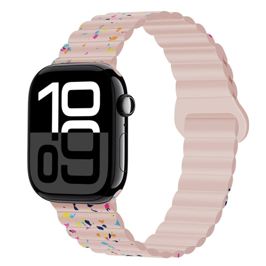 For Apple Watch Series 10 42mm Colorful Dots Magnetic Silicone Watch Band(Pink) by bashfashion