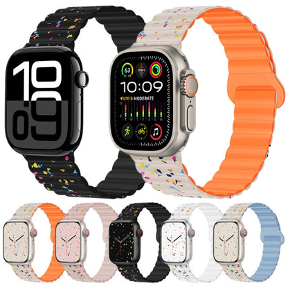 For Apple Watch SE 2023 40mm Colorful Dots Magnetic Silicone Watch Band(Black) by bashfashion