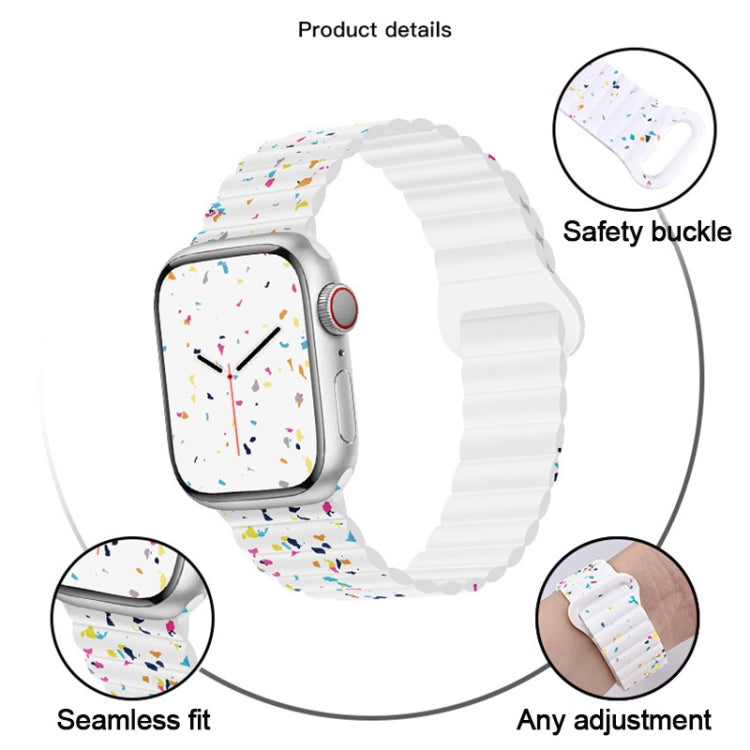 For Apple Watch SE 2023 40mm Colorful Dots Magnetic Silicone Watch Band(White) by bashfashion