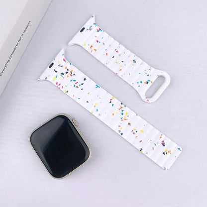 For Apple Watch Series 5 40mm Colorful Dots Magnetic Silicone Watch Band(Pink) by bashfashion