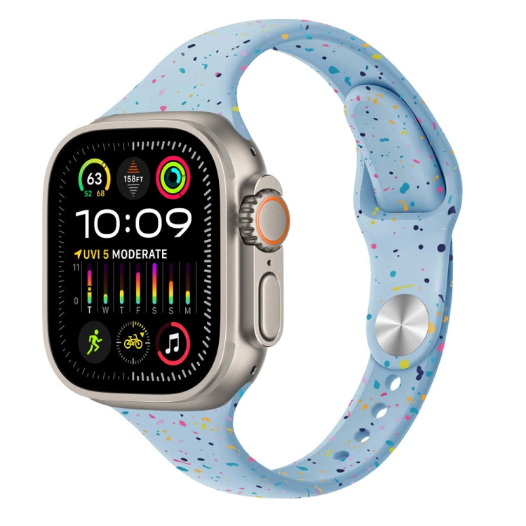 For Apple Watch Ultra 2 49mm Slim Style Colorful Dots Silicone Watch Band(Light Blue) by bashfashion