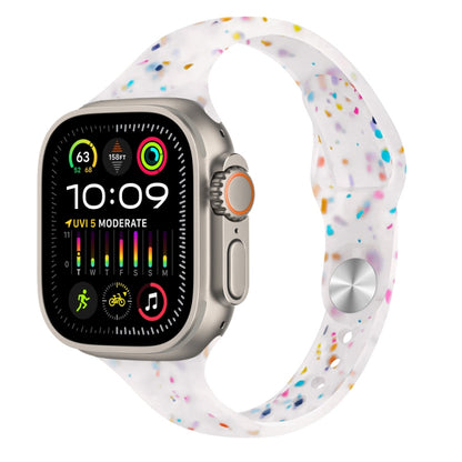For Apple Watch Ultra 2 49mm Slim Style Colorful Dots Silicone Watch Band(Jelly White) by bashfashion