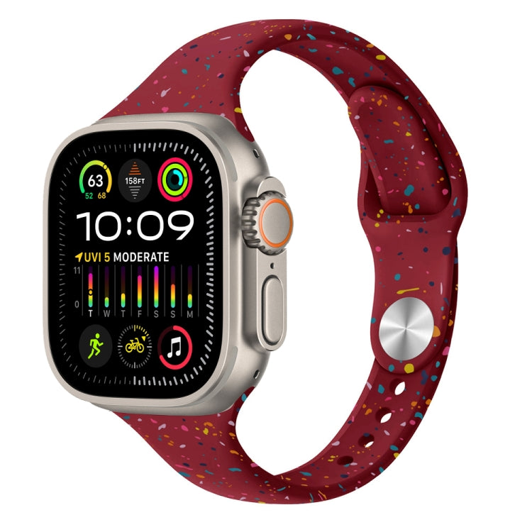 For Apple Watch Ultra 2 49mm Slim Style Colorful Dots Silicone Watch Band(Wine Red) by bashfashion