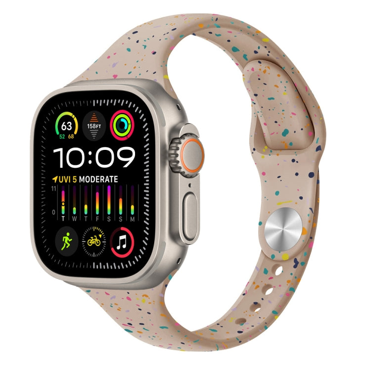 For Apple Watch Ultra 2 49mm Slim Style Colorful Dots Silicone Watch Band(Milk Tea) by bashfashion