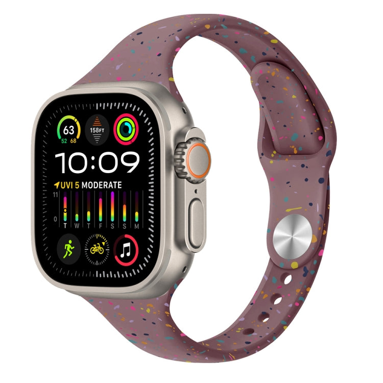 For Apple Watch Ultra 2 49mm Slim Style Colorful Dots Silicone Watch Band(Smoke Purple) by bashfashion