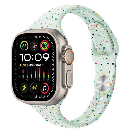 For Apple Watch Ultra 49mm Slim Style Colorful Dots Silicone Watch Band(Light Mint) by bashfashion
