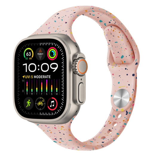 For Apple Watch Ultra 49mm Slim Style Colorful Dots Silicone Watch Band(Pink Sand) by bashfashion