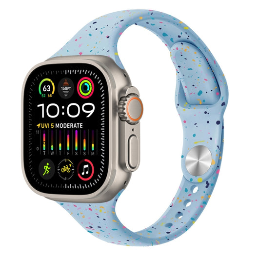 For Apple Watch Ultra 49mm Slim Style Colorful Dots Silicone Watch Band(Light Blue) by bashfashion