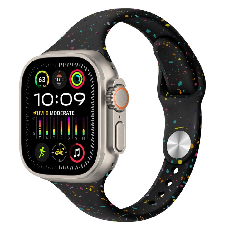 For Apple Watch Ultra 49mm Slim Style Colorful Dots Silicone Watch Band(Black) by bashfashion