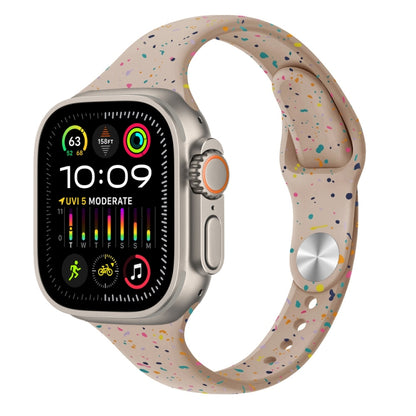 For Apple Watch Ultra 49mm Slim Style Colorful Dots Silicone Watch Band(Milk Tea) by bashfashion