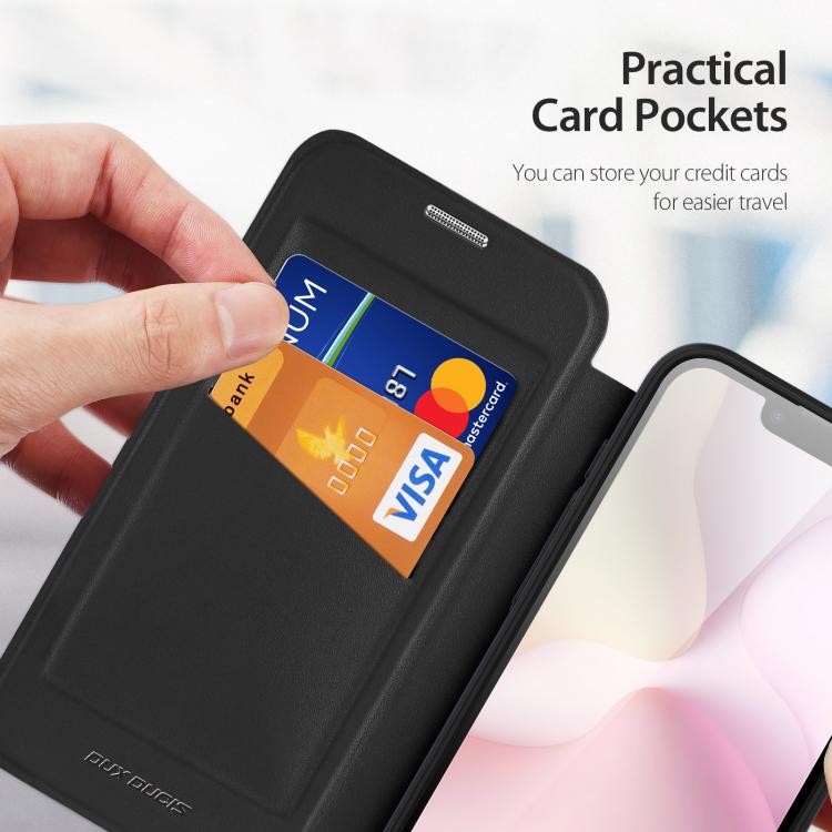 For iPhone 16e DUX DUCIS Skin X Pro Series MagSafe Ring Holder Leather Phone Case(Black) by DUX DUCIS