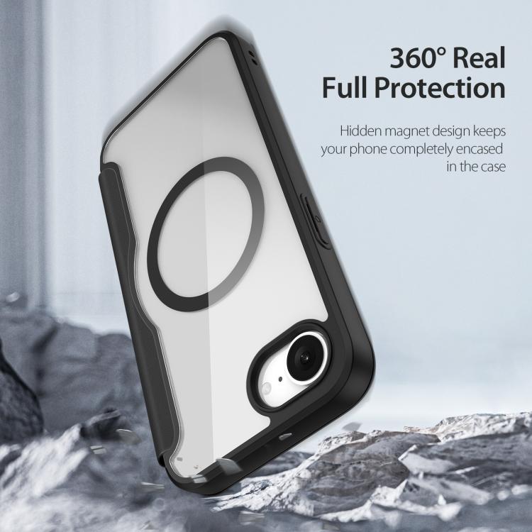 For iPhone 16e DUX DUCIS Skin X Pro Series MagSafe Ring Holder Leather Phone Case(Black) by DUX DUCIS