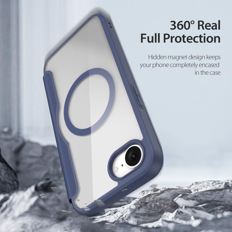 For iPhone 16e DUX DUCIS Skin X Pro Series MagSafe Ring Holder Leather Phone Case(Blue) by DUX DUCIS