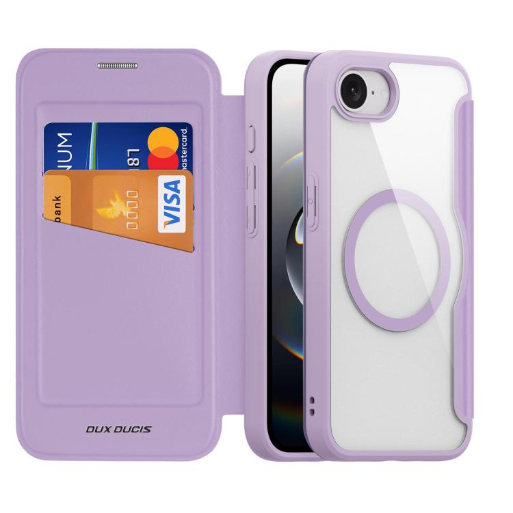 For iPhone 16e DUX DUCIS Skin X Pro Series MagSafe Ring Holder Leather Phone Case(Purple) by DUX DUCIS