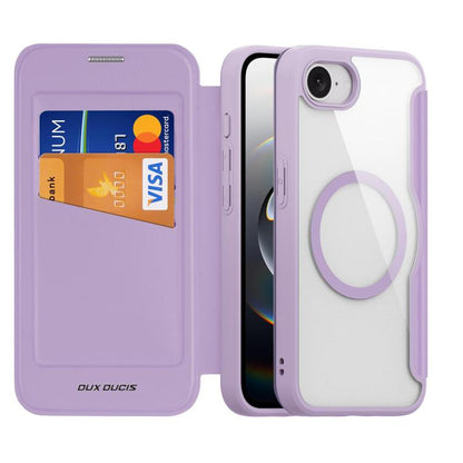 For iPhone 16e DUX DUCIS Skin X Pro Series MagSafe Ring Holder Leather Phone Case(Purple) by DUX DUCIS