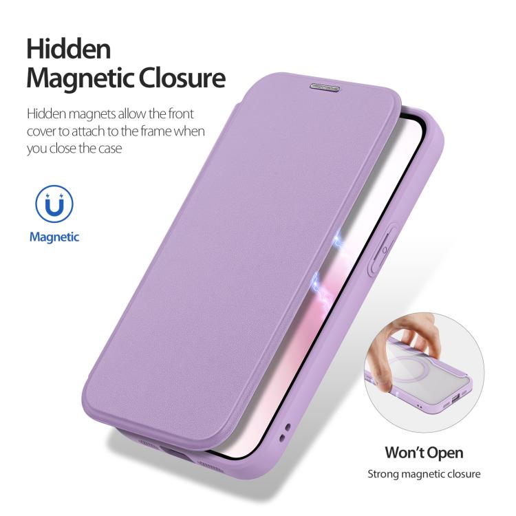 For iPhone 16e DUX DUCIS Skin X Pro Series MagSafe Ring Holder Leather Phone Case(Purple) by DUX DUCIS