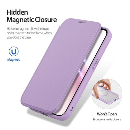 For iPhone 16e DUX DUCIS Skin X Pro Series MagSafe Ring Holder Leather Phone Case(Purple) by DUX DUCIS