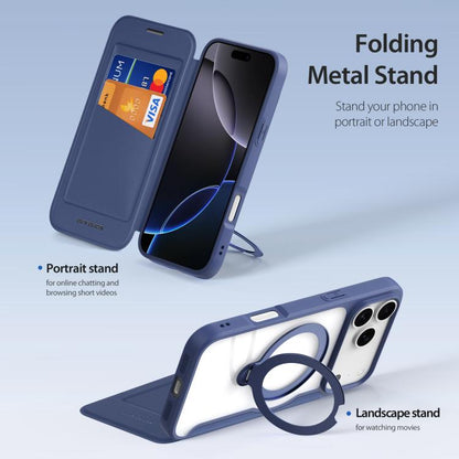 For iPhone 17 Pro Max DUX DUCIS Skin X Pro Series MagSafe Ring Holder Leather Phone Case(Blue) by DUX DUCIS