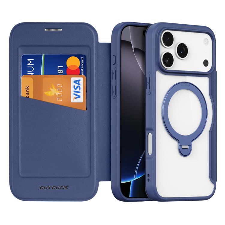 For iPhone 17 Pro DUX DUCIS Skin X Pro Series MagSafe Ring Holder Leather Phone Case(Blue) by DUX DUCIS