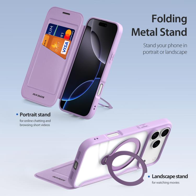 For iPhone 17 Pro DUX DUCIS Skin X Pro Series MagSafe Ring Holder Leather Phone Case(Purple) by DUX DUCIS