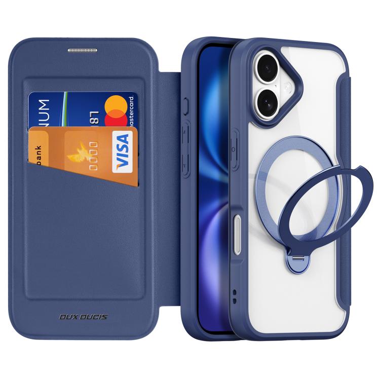 For iPhone 17 DUX DUCIS Skin X Pro Series MagSafe Ring Holder Leather Phone Case(Blue) by DUX DUCIS
