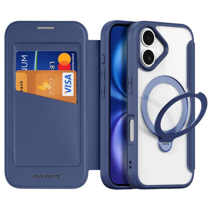 For iPhone 17 DUX DUCIS Skin X Pro Series MagSafe Ring Holder Leather Phone Case(Blue) by DUX DUCIS