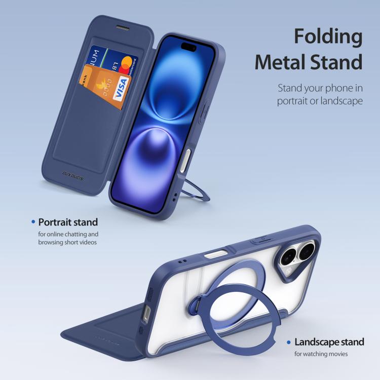 For iPhone 17 DUX DUCIS Skin X Pro Series MagSafe Ring Holder Leather Phone Case(Blue) by DUX DUCIS